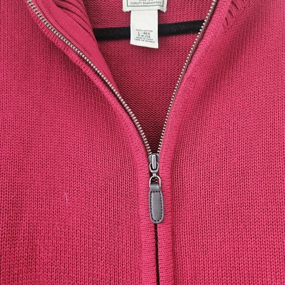 L.L. Bean Red Zip Up Sweater - Picture 3 of 4